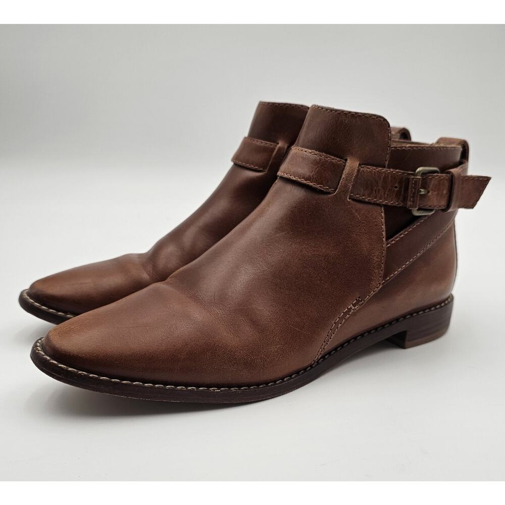 Madewell The Hollis English Saddle Brown Leather Ankle Boots F5108 Size 7